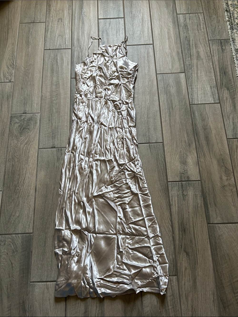 Satin Silk-Feel Maxi Slip Dress with Adjustable Straps